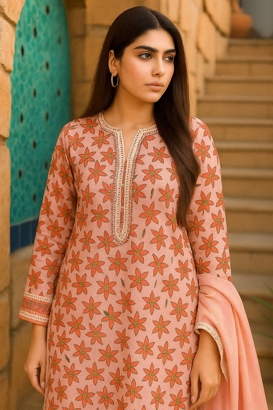 Luxury Lawn 3 Piece with Matching Trouser and Banarsi Dupatta