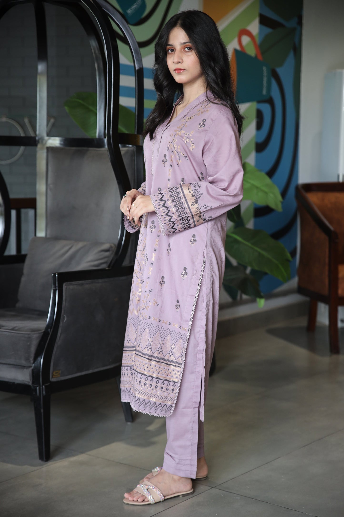 Brosha Lawn with Plain Trouser and Fancy Organza Dupatta