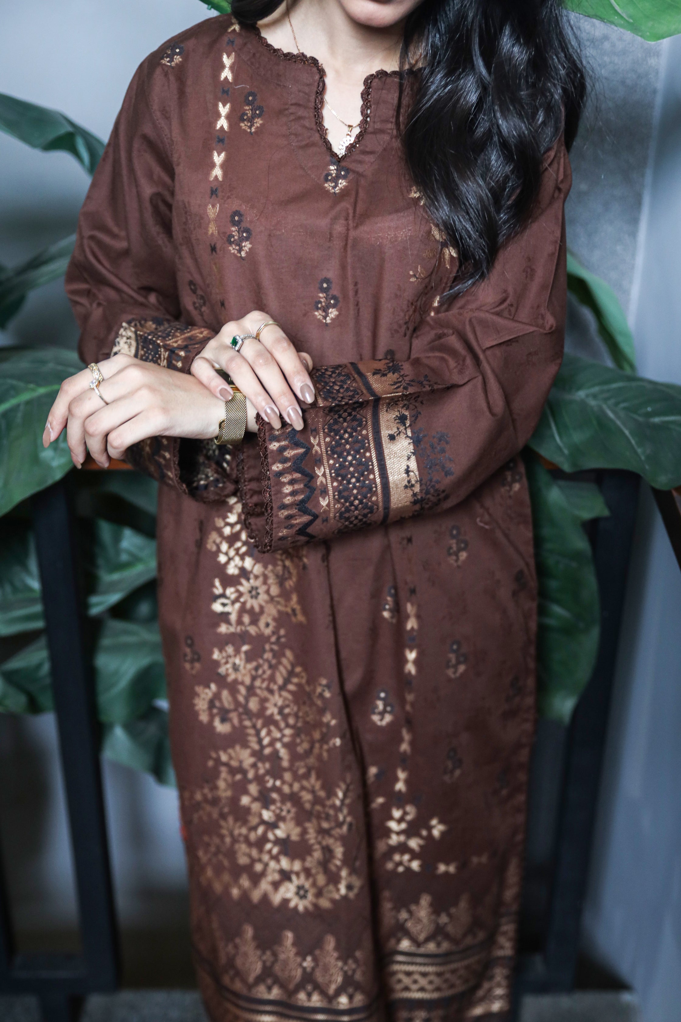 Brosha Lawn with Plain Trouser and Fancy Organza Dupatta