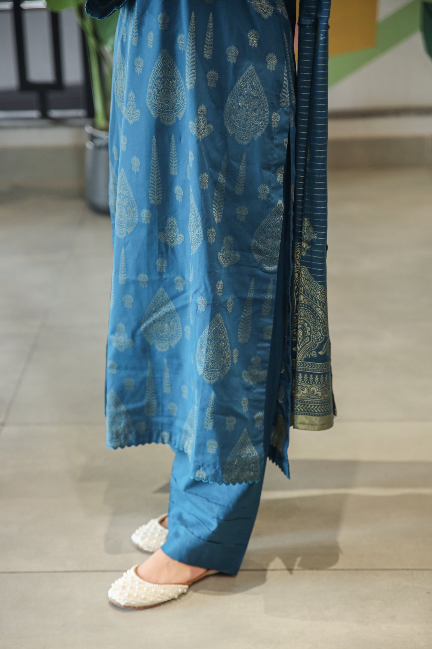 Fancy Lawn Brosha with Plain Trouser and Banarsi Lawn Dupatta