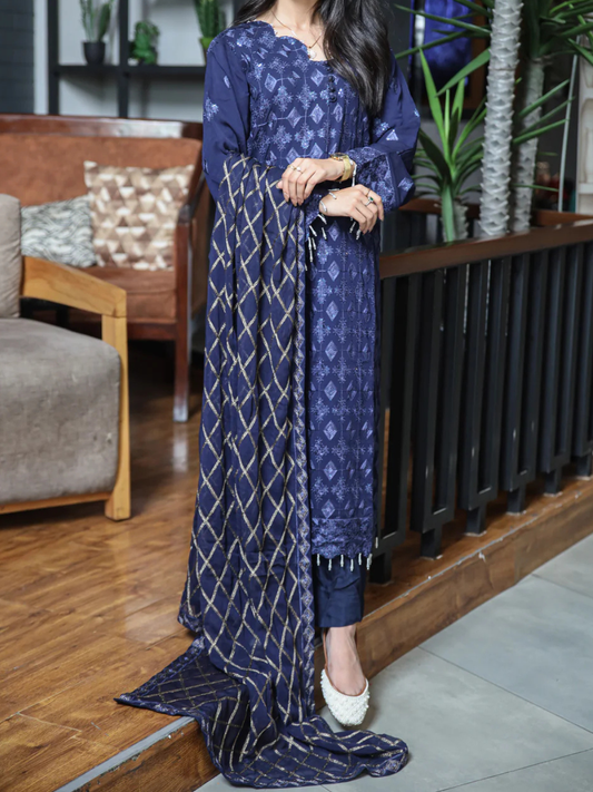 Breeze Exclusive Embriodery Shirt with Raw Silk Trouser and Embriodery Dupatta