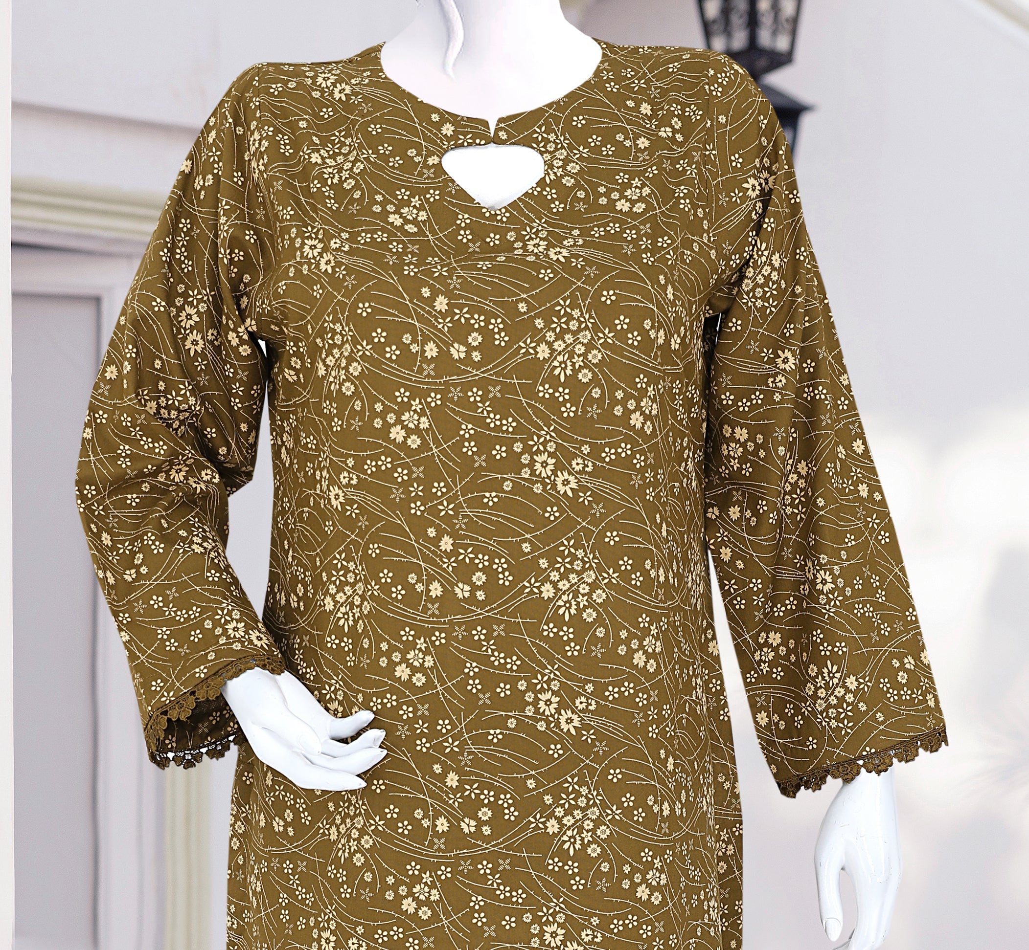 AlKaram Dhanak 2 Piece Beautiful Leaf Pattern With Plain Trouser