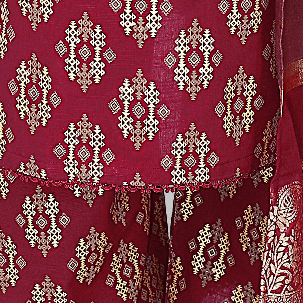 AlKaram Khaddar 3 Piece with Matching Trouser and Banarsi Tilla Shawl