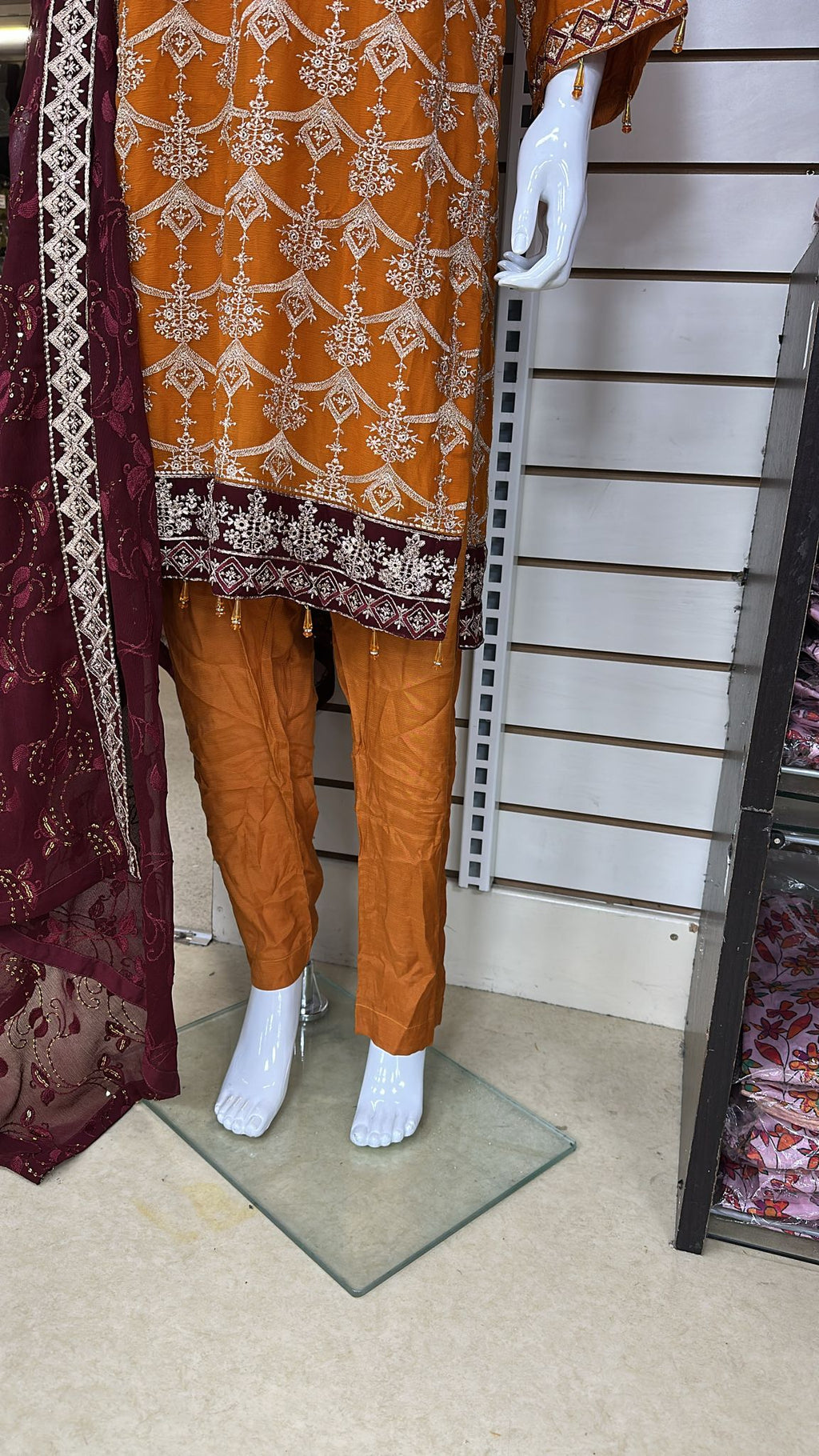 Breeze Exclusive Embriodery Shirt with Raw Silk Trouser and Embriodery Contrast Dupatta