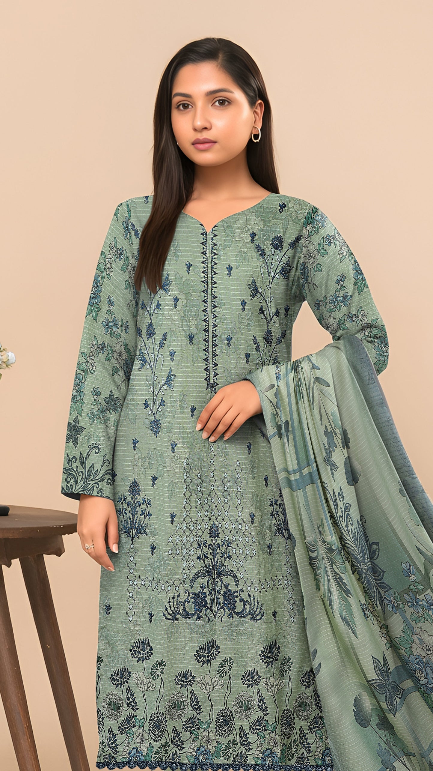 Dhanak Bana Dora 3 Piece Executive Quality Digital Print with Heavy Embriodery