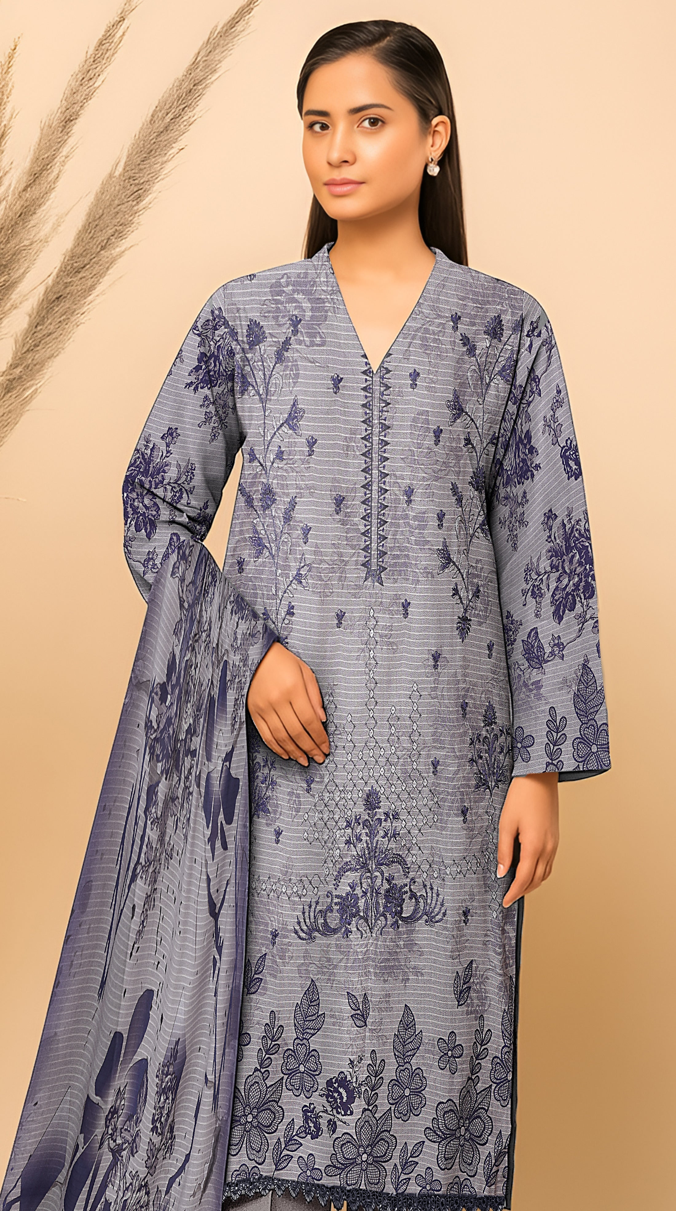 Dhanak Bana Dora 3 Piece Executive Quality Digital Print with Heavy Embriodery