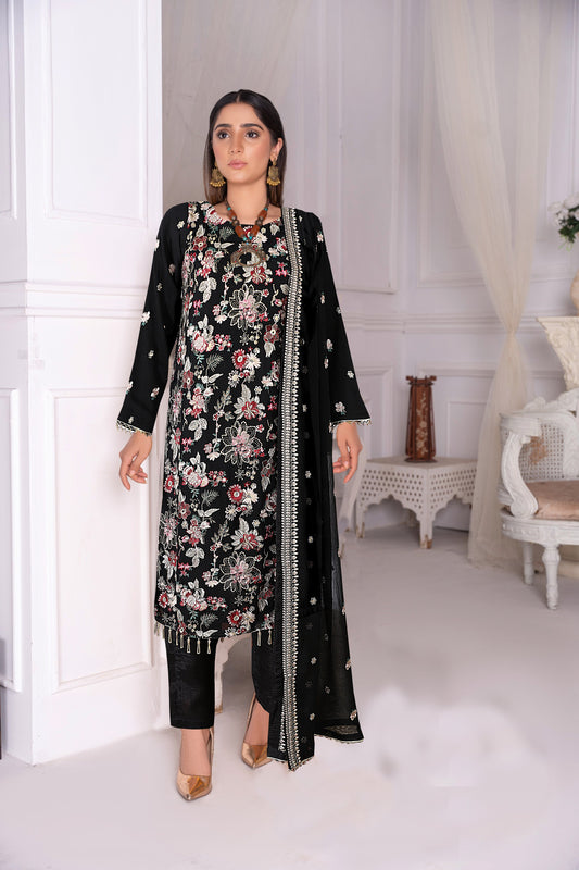 Breeze Exclusive Embriodery Shirt with Raw Silk Trouser and Embriodery Dupatta