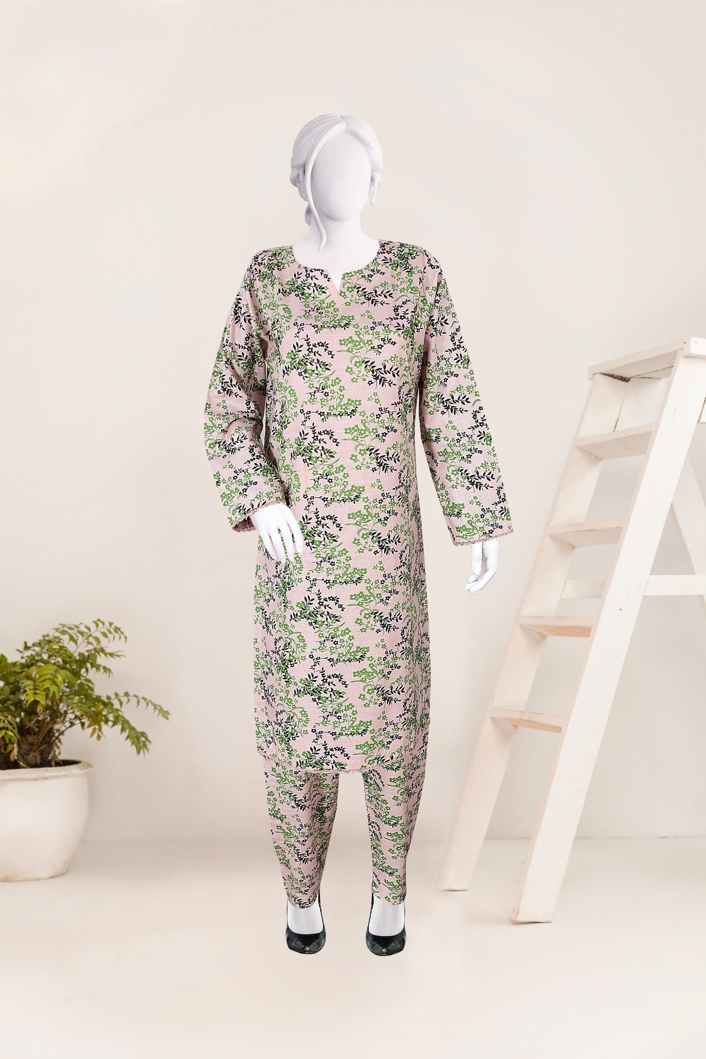 Khaddar 2 Piece Printed All Over Matching Separate