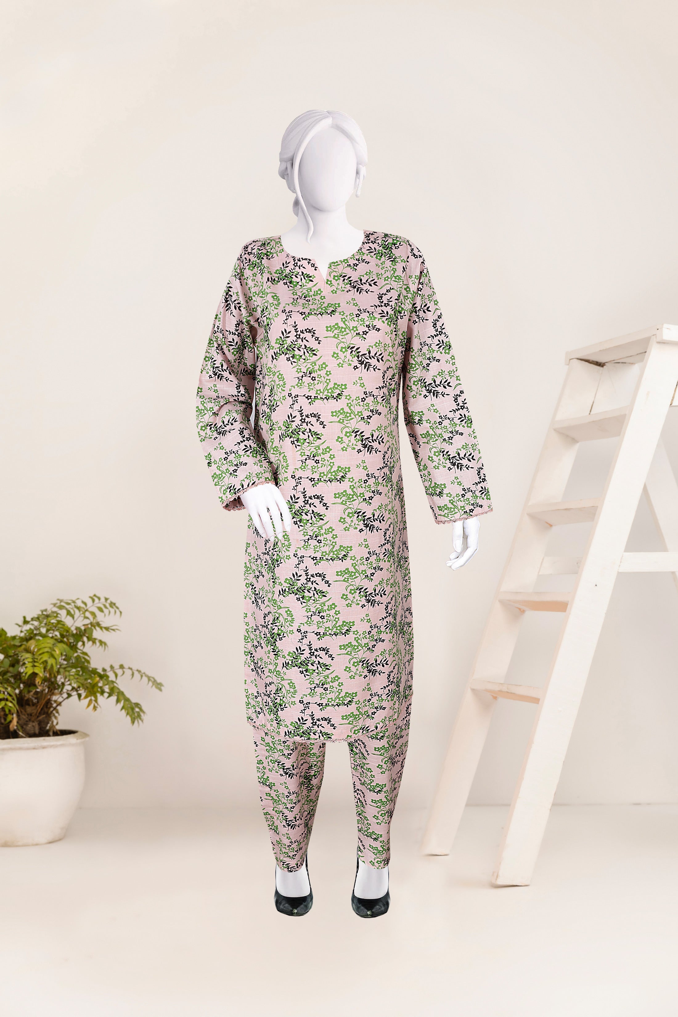 Khaddar 2 Piece Printed All Over Matching Separate