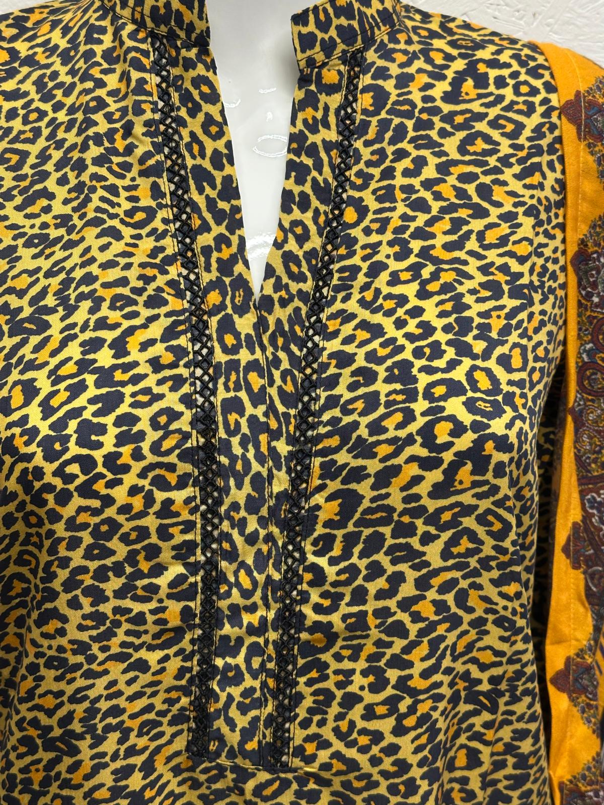 Linen Viscose 3 Piece with Matching Trouser and Printed Dupatta