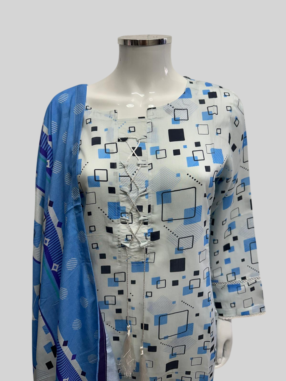 Linen Viscose 3 Piece with Matching Trouser and Printed Dupatta